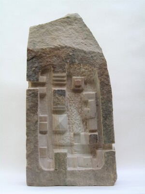 Besiedelt II, Sandstein, beidseitig behauen, 2007, 54x27x9,5cm